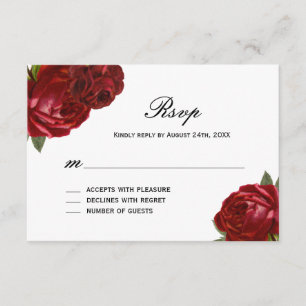 Romantic Antique Red Roses with Stripes RSVP Cards