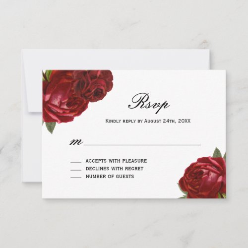 Romantic Antique Red Roses with Stripes RSVP Cards
