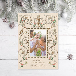 Romantic Antique Resort Embellishment Photo Holiday Card