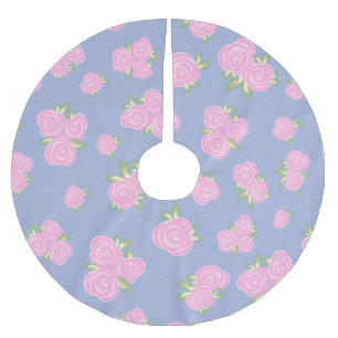 Romantic Antique Rose Design Brushed Polyester Tree Skirt
