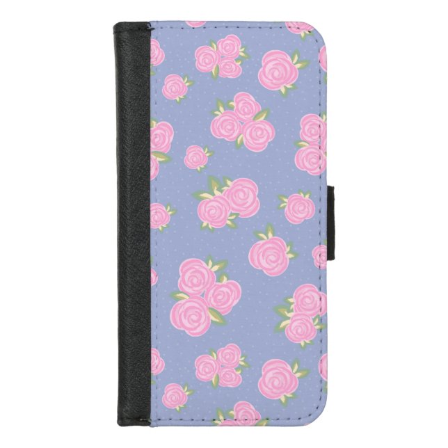 Romantic Antique Rose Design iPhone Wallet Case (Front)