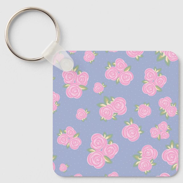Romantic Antique Rose Design Keychain (Front)