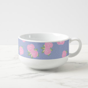 Romantic Antique Rose Design Soup Mug