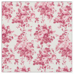 Romantic Antique Vintage Roses-Pink on White Fabric