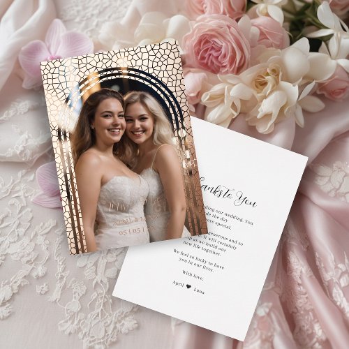  Romantic Arch Photo Frame Stained Glass Effect Foil Invitation