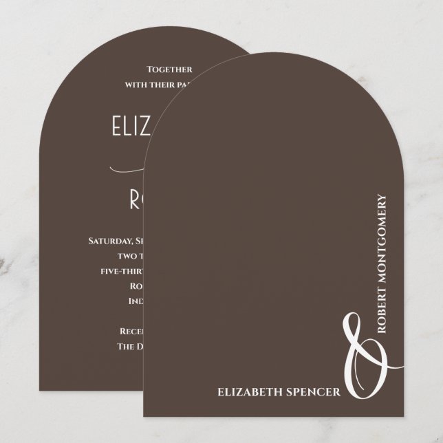 Romantic Arched Chocolate Wedding Invitation (Front/Back)