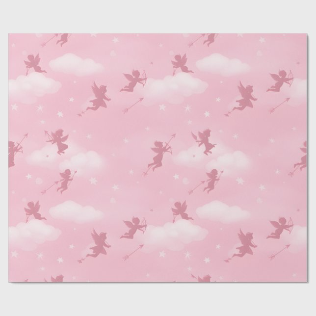 Romantic Arrow & Clouds Pattern Wrapping Paper (Flat)