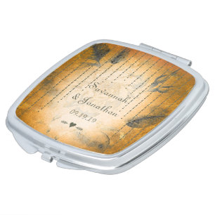 Romantic Art Deco Vintage Gold Rose Mirror For Makeup