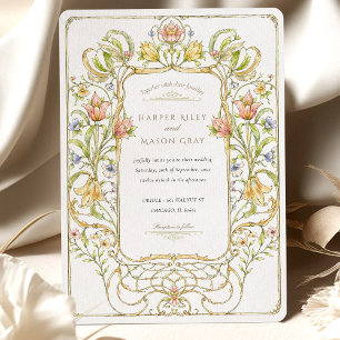 Romantic Art Nouveau Floral Wedding Invitation
