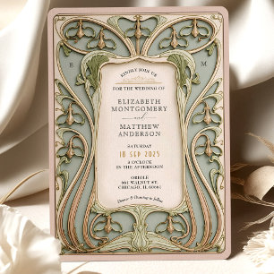 Romantic Art Nouveau Lily Wedding Invitation