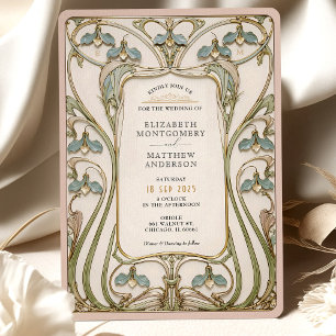 Romantic Art Nouveau Lily Wedding Invitation