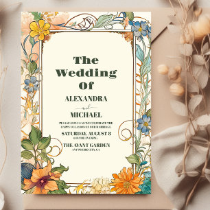 Romantic  Art Nouveau Wedding Invitation