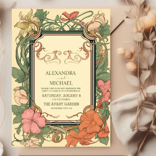 Romantic  Art Nouveau Wedding Invitation