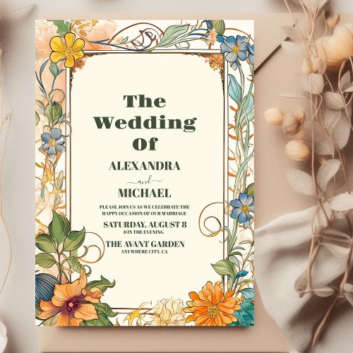 Romantic  Art Nouveau Wedding Invitation