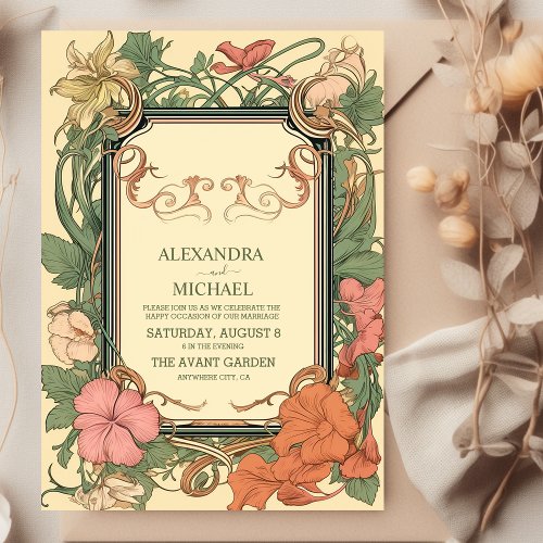 Romantic  Art Nouveau Wedding Invitation