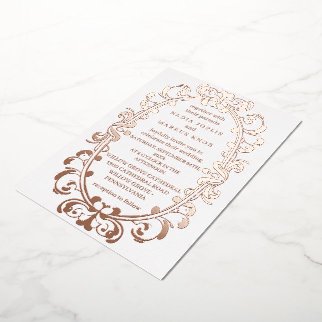 romantic art nouveau wedding rose  foil invitation (Rotated)