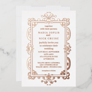 romantic art nouveau wedding rose gold foil invit invitation