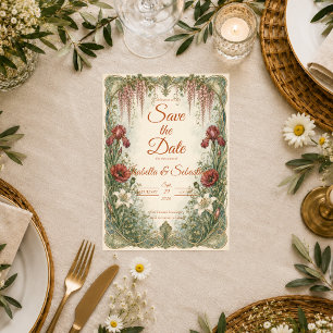 Romantic Art Nouveau Wisteria Garden Wedding Save The Date