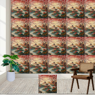 Romantic Asian Landscape Chinoiserie Tile Decor