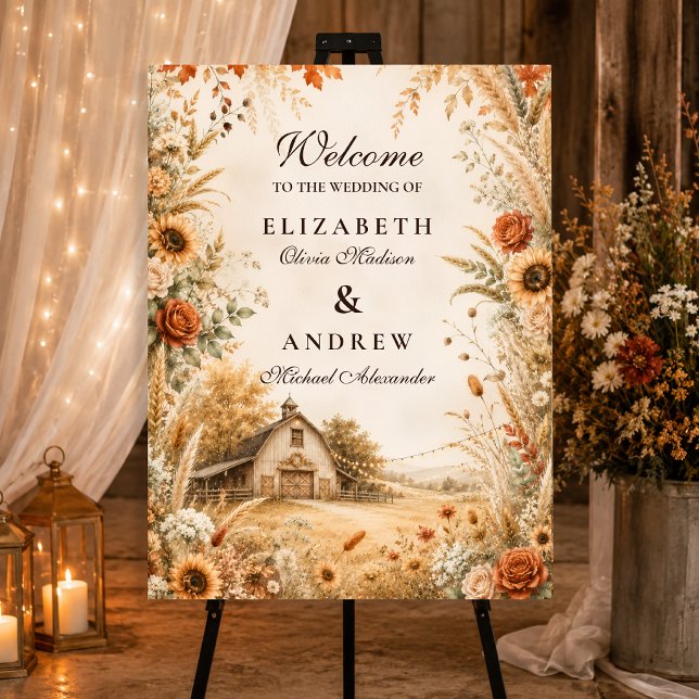 Romantic Autumn Barn Wedding Foam Board (Creator Uploaded)