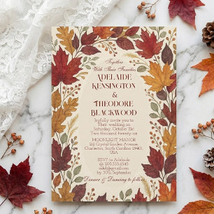 Romantic Autumn Bliss Fall Colors Country Wedding Invitation