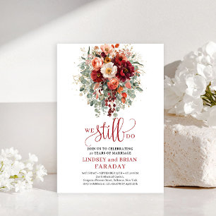 Romantic Autumn Burgundy Vow Renewal Invitation