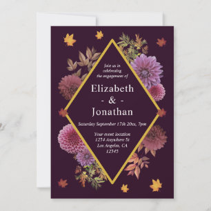 Romantic Autumn Dahlia Engagement Party Invitation