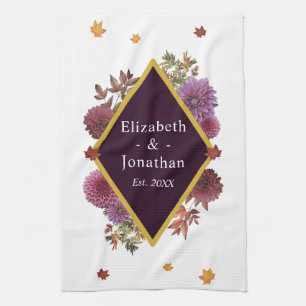 Romantic Autumn Dahlia Kitchen Towel