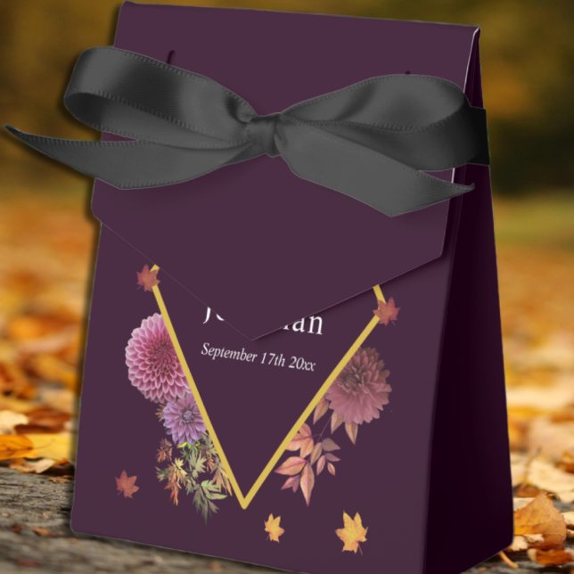 Romantic Autumn Dahlia Wedding Favor Boxes (Creator Uploaded)