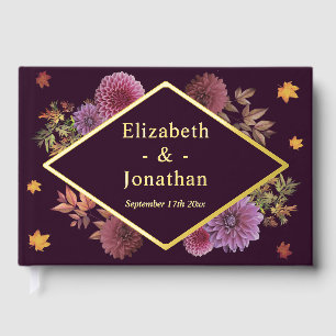 Romantic Autumn Dahlia Wedding Foil Guest Book