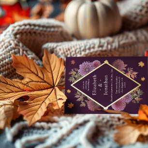 Romantic Autumn Dahlia Wedding Foil Invitation