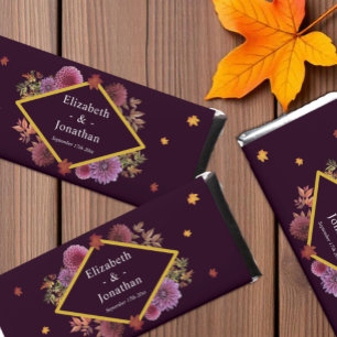 Romantic Autumn Dahlia Wedding Hershey Bar Favors