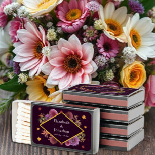 Romantic Autumn Dahlia Wedding Matchboxes