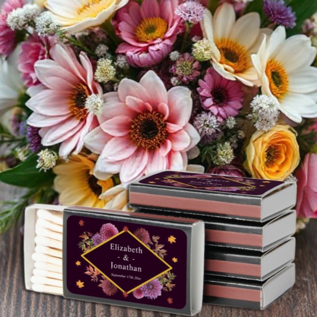 Romantic Autumn Dahlia Wedding Matchboxes (Creator Uploaded)
