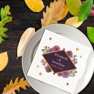 Romantic Autumn Dahlia Wedding Napkins