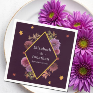 Romantic Autumn Dahlia Wedding Napkins