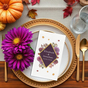 Romantic Autumn Dahlia Wedding Paper Guest Towels