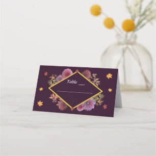 Romantic Autumn Dahlia Wedding Place Card