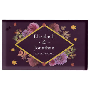 Romantic Autumn Dahlia Wedding Place Card Holder