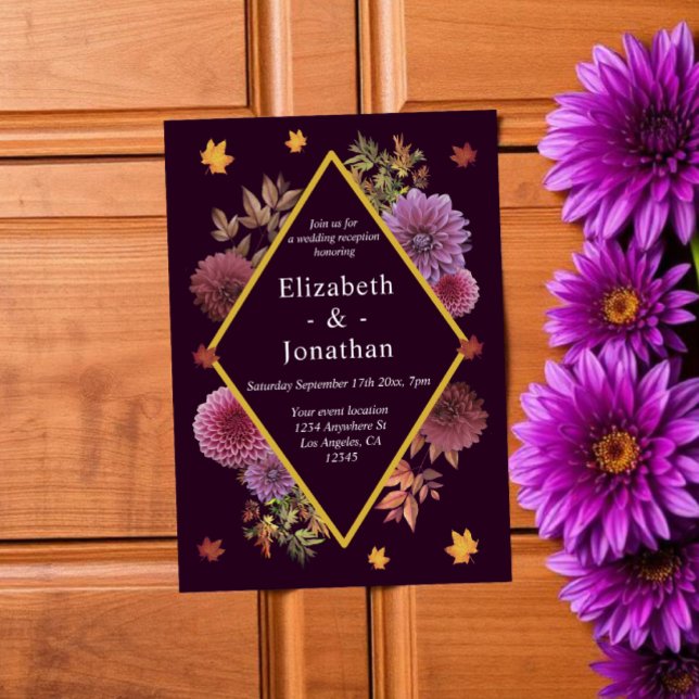Romantic Autumn Dahlia Wedding Reception Invitation (Creator Uploaded)