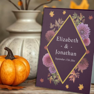 Romantic Autumn Dahlia Wedding Table Tent