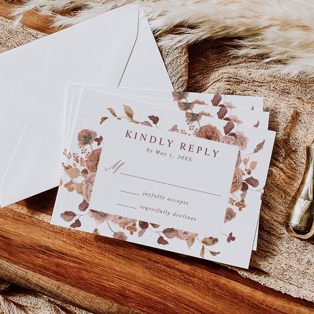 Romantic Autumn Floral Wedding RSVP Card (Creator Uploaded)