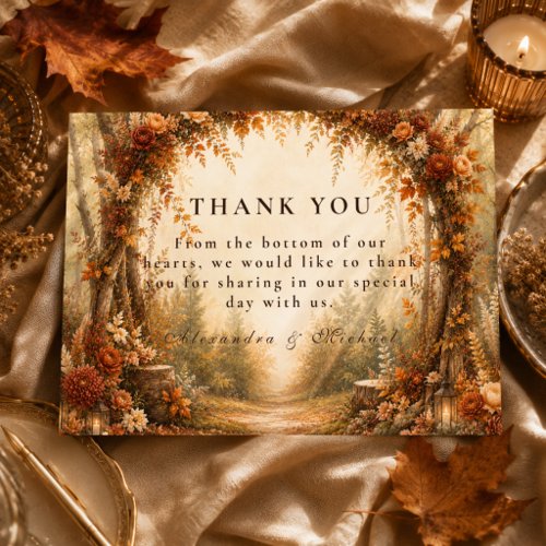 Romantic Autumn Forest Wedding Thank You Card
