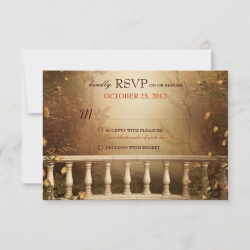 Romantic Autumn Leaves and Columns Wedding RSVP