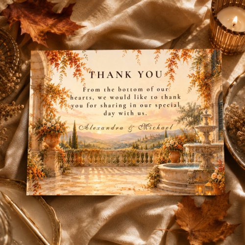 Romantic Autumn Outdoor Wedding Thank You Card