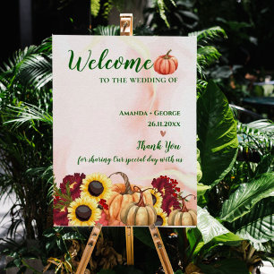 Romantic Autumn Pumpkin welcome To Our Wedding Poster