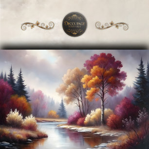 Romantic Autumn River Scene Landscape Decoupage Tissue Paper
