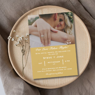 Romantic Aviation Wedding Love Takes Flight Photo Invitation