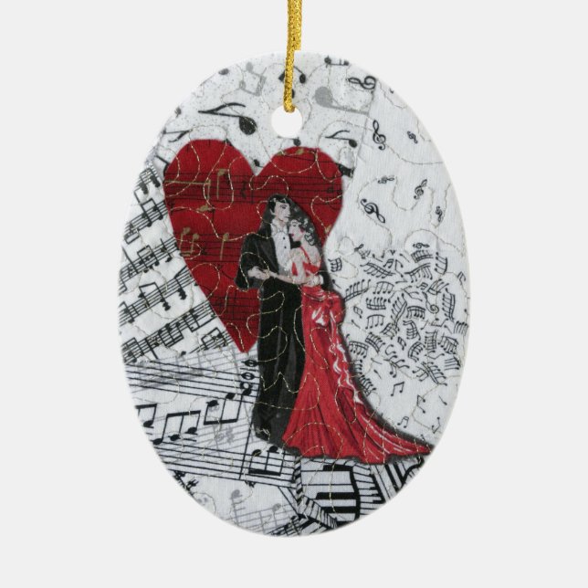 Romantic Ballroom Dancers Ceramic Ornament (Front)