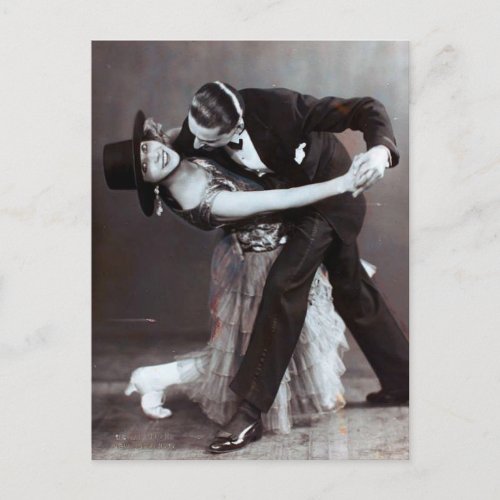 Romantic Ballroom Dancing Duo Vintage Photograph Postcard